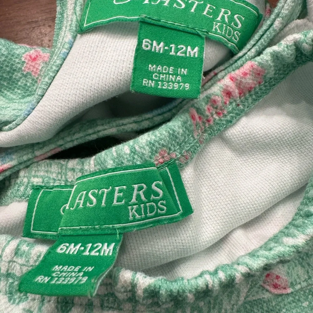Masters Floral Green Kids Dress with Bloomers